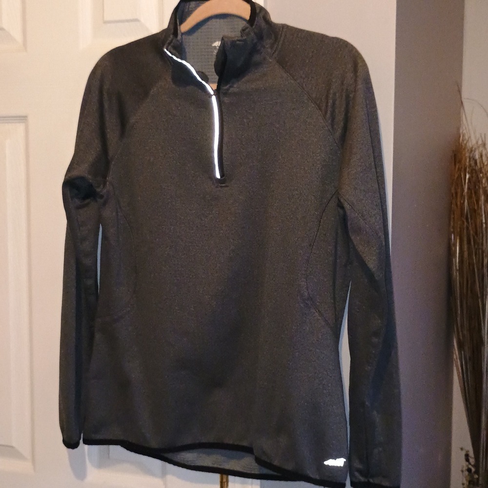 Avia Womens‎ Dark Gray Heathered Quarter Zip Long Sleeve Athletic Pullover Top L - Picture 2 of 12